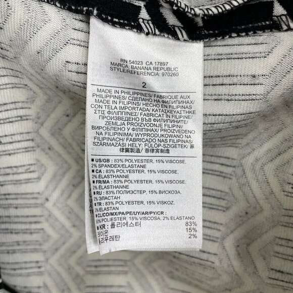 Banana Republic Sheath Dress Women's Sz 2 Black Geometric Round Neck Back Zip - Picture 9 of 10